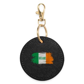 Ireland Vintage Flag / Gift Belfast Dublin - Round Keyring - black - Front