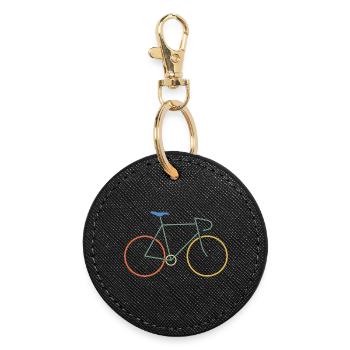 Road bike colorful - Round Keyring - black - Front