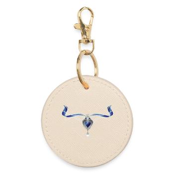 blaues Saphir Trachten-Collier mit Herz und Perle - Runder Schlüsselanhänger - Auster - Vorne