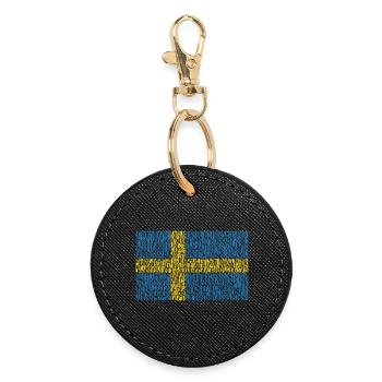 Schweden Flagge - Runder Schlüsselanhänger - Schwarz - Vorne