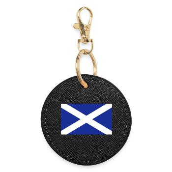 Schottland-Flagge - Runder Schlüsselanhänger - Schwarz - Vorne