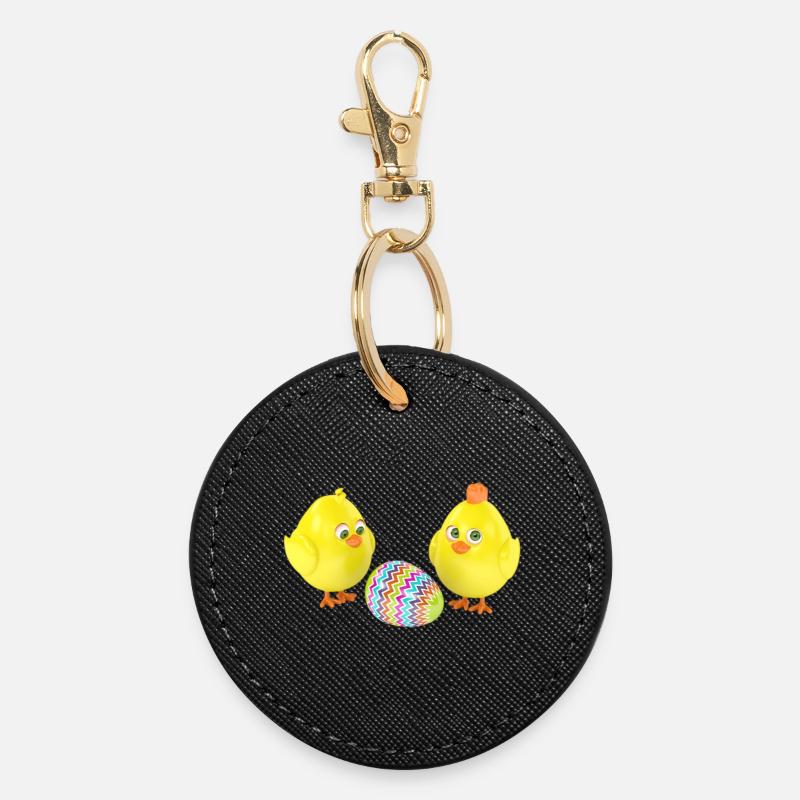 Pâques - Porte-clés rond - noir