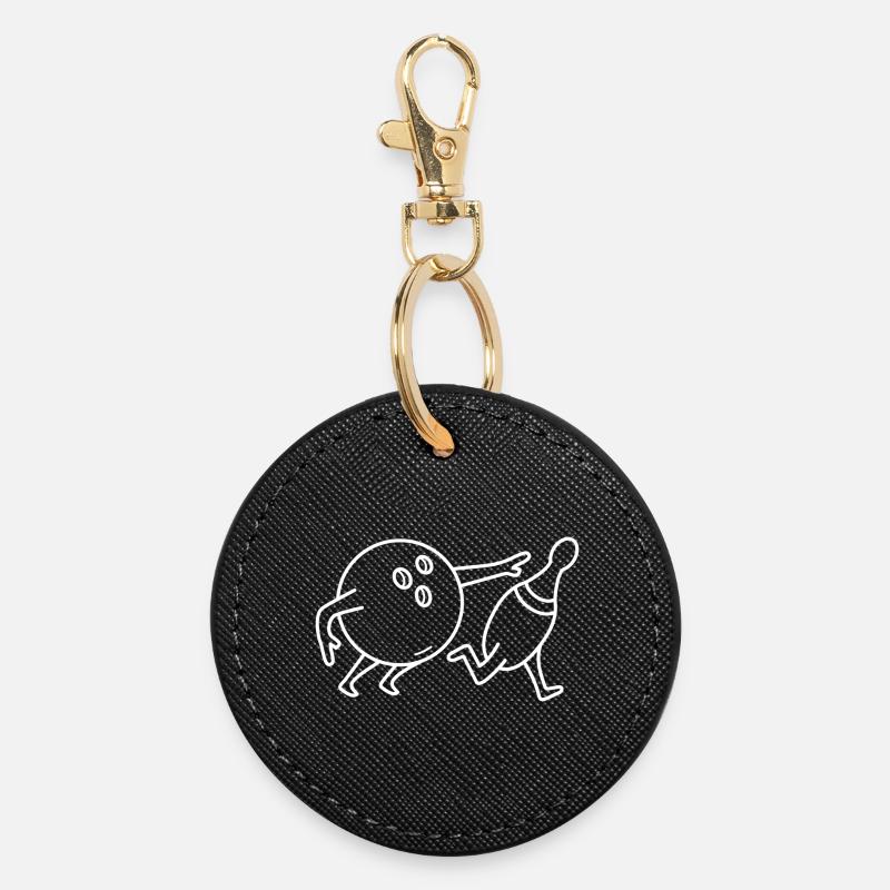 Bowling Bowling Bowling Ball and Pin - Round Keyring - black