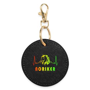 Noriker Pferd Herzschlag Design - Runder Schlüsselanhänger - Schwarz - Vorne