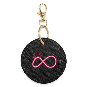 Symbole de l’infini rouge fluo avec couronne - Porte-clés rond - noir - Devant