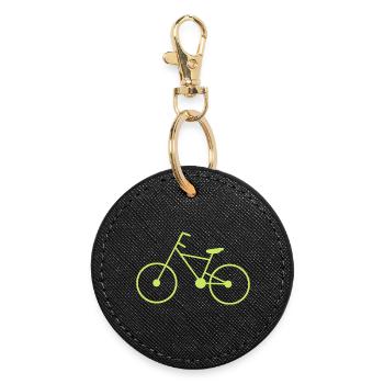 Fahrrad grün Radfahrer Fahrrad fahren - Runder Schlüsselanhänger - Schwarz - Vorne