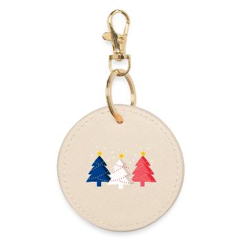 Joyeux Noël Arbres de Noël Drapeau France - Porte-clés rond - huître - Devant
