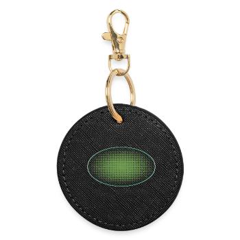 Oval green dots, with frame - Round Keyring - black - Front