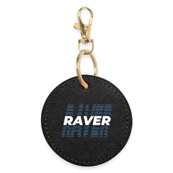 Raver design glitch, pour DJ EDM Techno House - Porte-clés rond - noir - Devant
