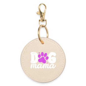 Dog Mom Paw Print in Pink - Round Keyring - oyster - Front