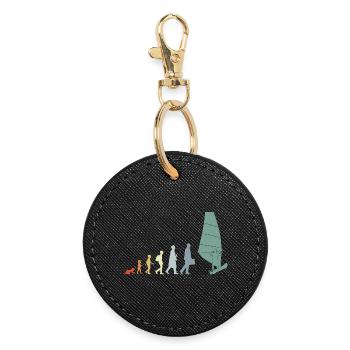 Vintage Windsurfer Evolution - Round Keyring - black - Front