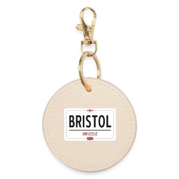 Ortsschild von Bristol - Runder Schlüsselanhänger - Auster - Vorne