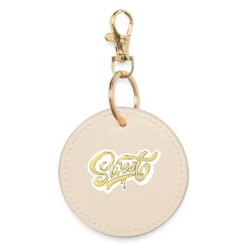 Sweet Script Typography Design - Round Keyring - oyster - Front