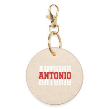 T-Shirt Antonio T-Shirt Geschenkidee gestapelter Text - Runder Schlüsselanhänger - Auster - Vorne
