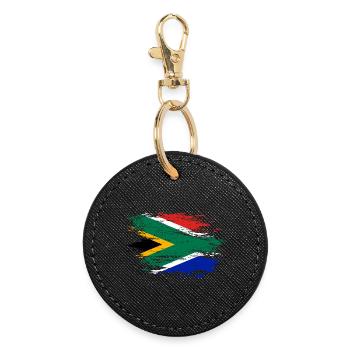 South Africa flag used - Round Keyring - black - Front