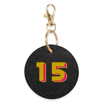 15. 15 YEARS. 15th ANNIVERSARY. 15 YEAR ANNIVERSARY. - Round Keyring - black - Front