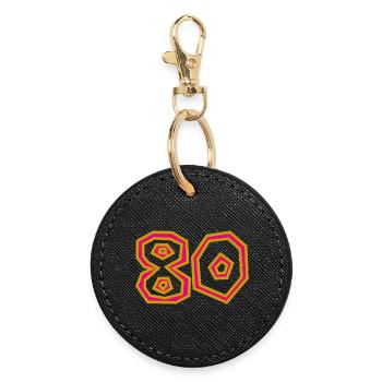80. 80 YEARS. 80th ANNIVERSARY. 80 YEARS ANNIVERSARY. - Round Keyring - black - Front