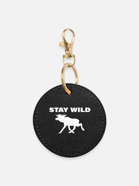 STAY WILD - Runder Schlüsselanhänger - Schwarz