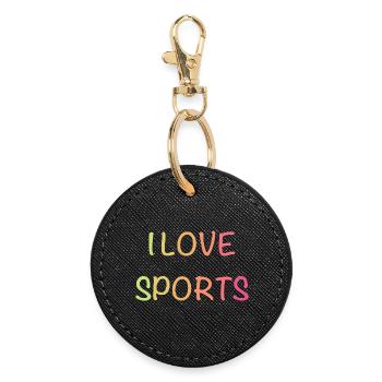 J’adore le sport – Police en dégradé coloré - Porte-clés rond - noir - Devant
