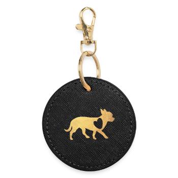 Heart Chihuahua Gold Dogs Fan Love Love Wauwau - Round Keyring - black - Front