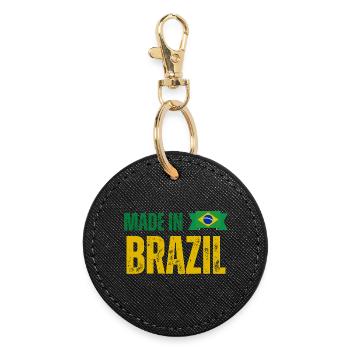 Made in Brazil, Brazilian pride - Round Keyring - black - Front
