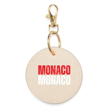 Monaco flag, Monegasque pride - Round Keyring - oyster - Front