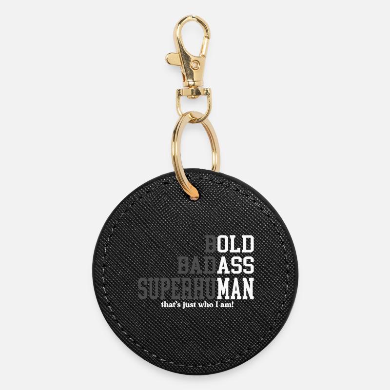 Bold Badass Superhuman Dad Fathers Day Gift - Round Keyring - black