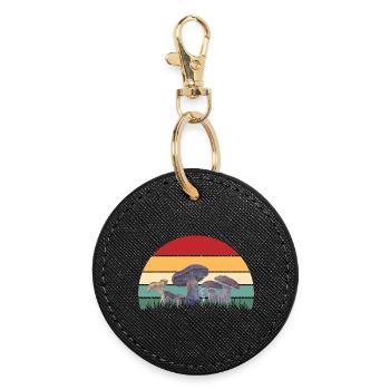 Motif mycologique du coucher de soleil - Porte-clés rond - noir - Devant