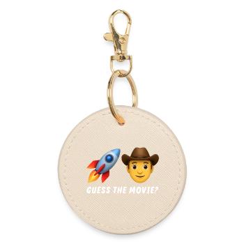 Cowboy Adventure Rocket Design - Round Keyring - oyster - Front