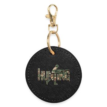 Jagd - Cooles Camo Hunter Logo - Runder Schlüsselanhänger - Schwarz - Vorne