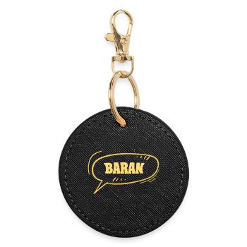 Prénom Baran - Porte-clés rond - noir - Devant