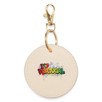 Portuguese flag Landmarks Graffiti Art - Round Keyring - oyster - Front