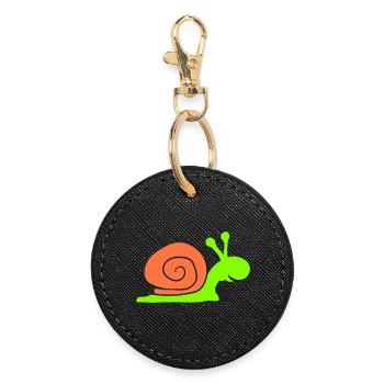 Snail Shell Cute Cute Happy Cool - Round Keyring - black - Front