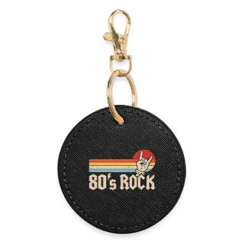 Musique rock des années 80 Fête à thème de groupe de métal des années 1980 - Porte-clés rond - noir - Devant