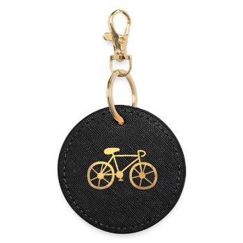 Fahrrad Gold radeln Rad Rennrad Luxus Fan Radtour - Runder Schlüsselanhänger - Schwarz - Vorne