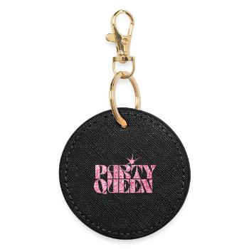 Texte à paillettes Party Queen - Porte-clés rond - noir - Devant