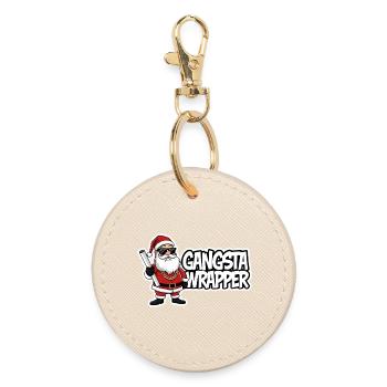Gangsta Wrapper Santa Weihnachtsdesign - Runder Schlüsselanhänger - Auster - Vorne