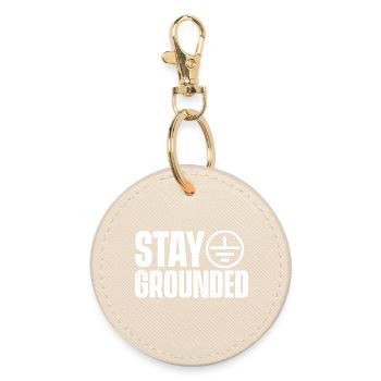 Stay Grounded Funny Electrical Engineer Quote - Round Keyring - oyster - Front