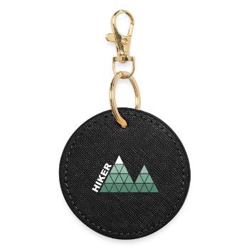 "Hiker" - Geometric Mountain Design - Round Keyring - black - Front