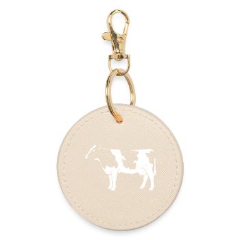 Cow Cattle Farm Farmer Animal Welfare Vector - Round Keyring - oyster - Front