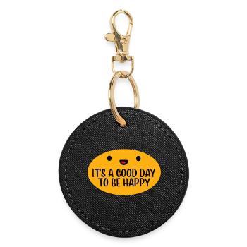 Bonjour sois heureux Motivation positive Dire bonheur - Porte-clés rond - noir - Devant