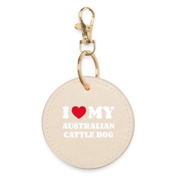 J’adore mon propriétaire de chien de bétail australien - Porte-clés rond - huître - Devant