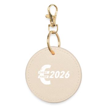 Sans dettes au Nouvel An | Résolutions du Nouvel An 2026 - Porte-clés rond - huître - Devant