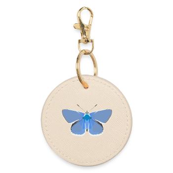 Papillons : Le bleu commun - Porte-clés rond - huître - Devant