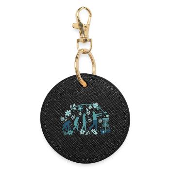 Disc Golf Evolution Funny Disc Golfer Flying Disc - Round Keyring - black - Front