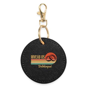 Niveau 05 débloqué design rétro graphique - Porte-clés rond - noir - Devant