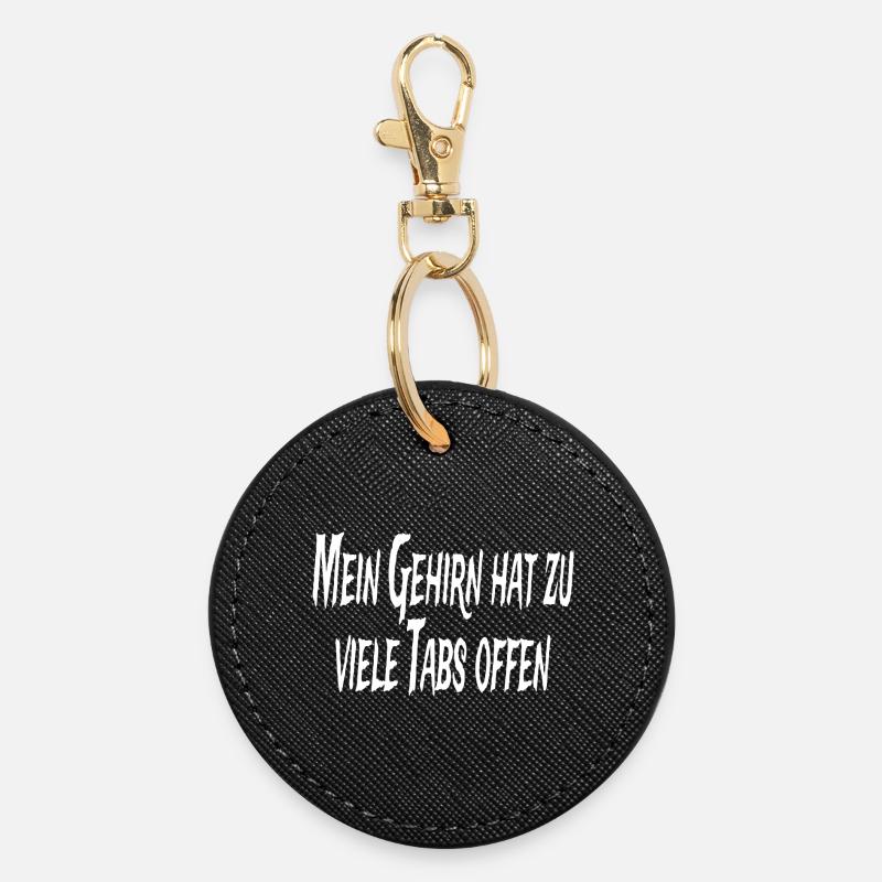 My brain has too many tabs open - Round Keyring - black