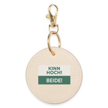 Kinn hoch! Beide! – Frecher Motivationsspruch - Runder Schlüsselanhänger - Auster - Vorne
