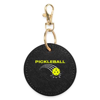 Joueur drôle de pickleball - Porte-clés rond - noir - Devant
