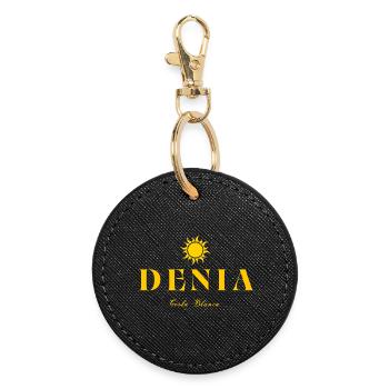 Denia Costa Blanca Sonnenlogo - Runder Schlüsselanhänger - Schwarz - Vorne